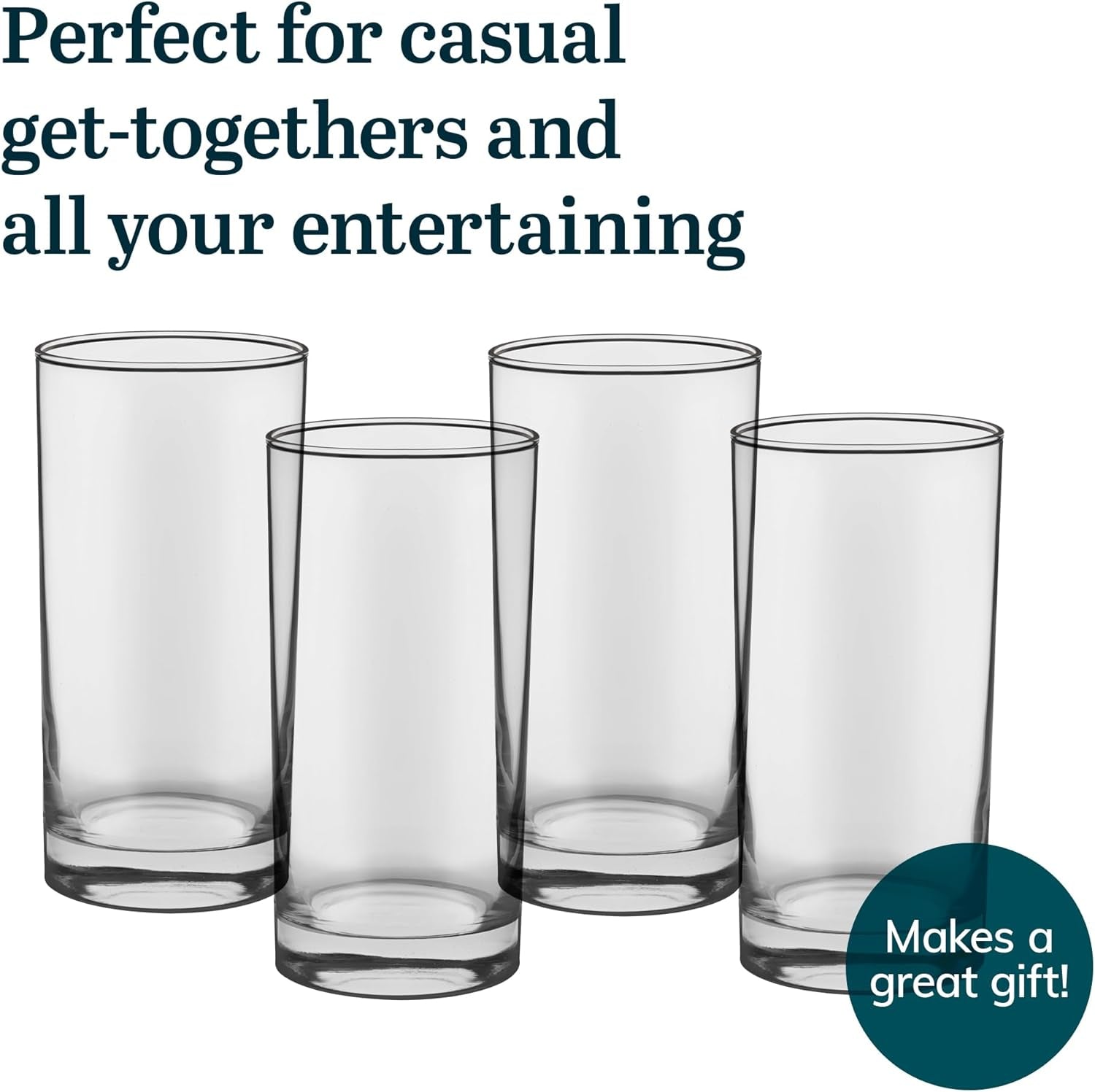  Durable Heavy Base Drinking Glasses Lead Free Tall Water 