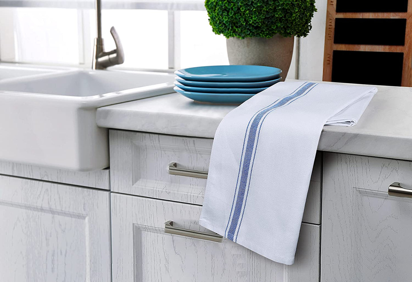 Blue Dish Towels 12 Pack15 X 25 Inches 100% Ring Spun Cotton Kitchen Towels