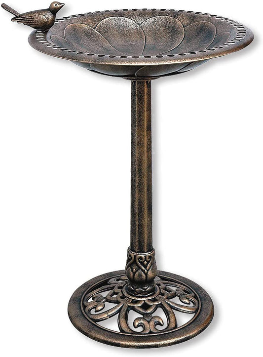 912449 WB Outdoor Garden Bird Bath Bronze Weather Resistant Polyresin 30 Inch