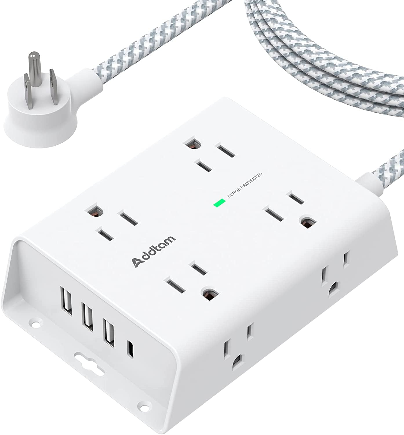 Surge Protector Power Strip 8 Widely Outlets with 4 USB Ports1 USB C Outlet