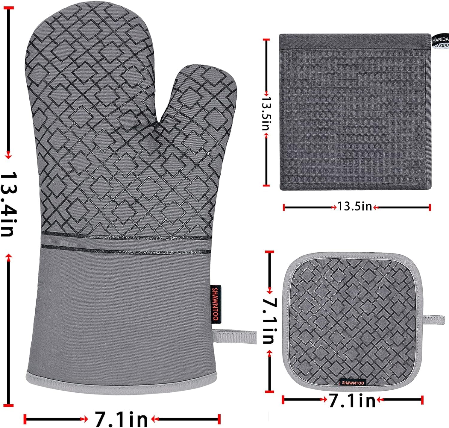 Oven Mitts and Pot Holders Set 6Pcs Kitchen Oven Glove