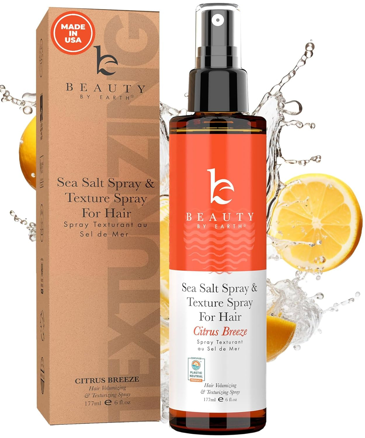 Sea Salt Spray for Beachy Waves  Hair Texturizer & Volumizing Spray 