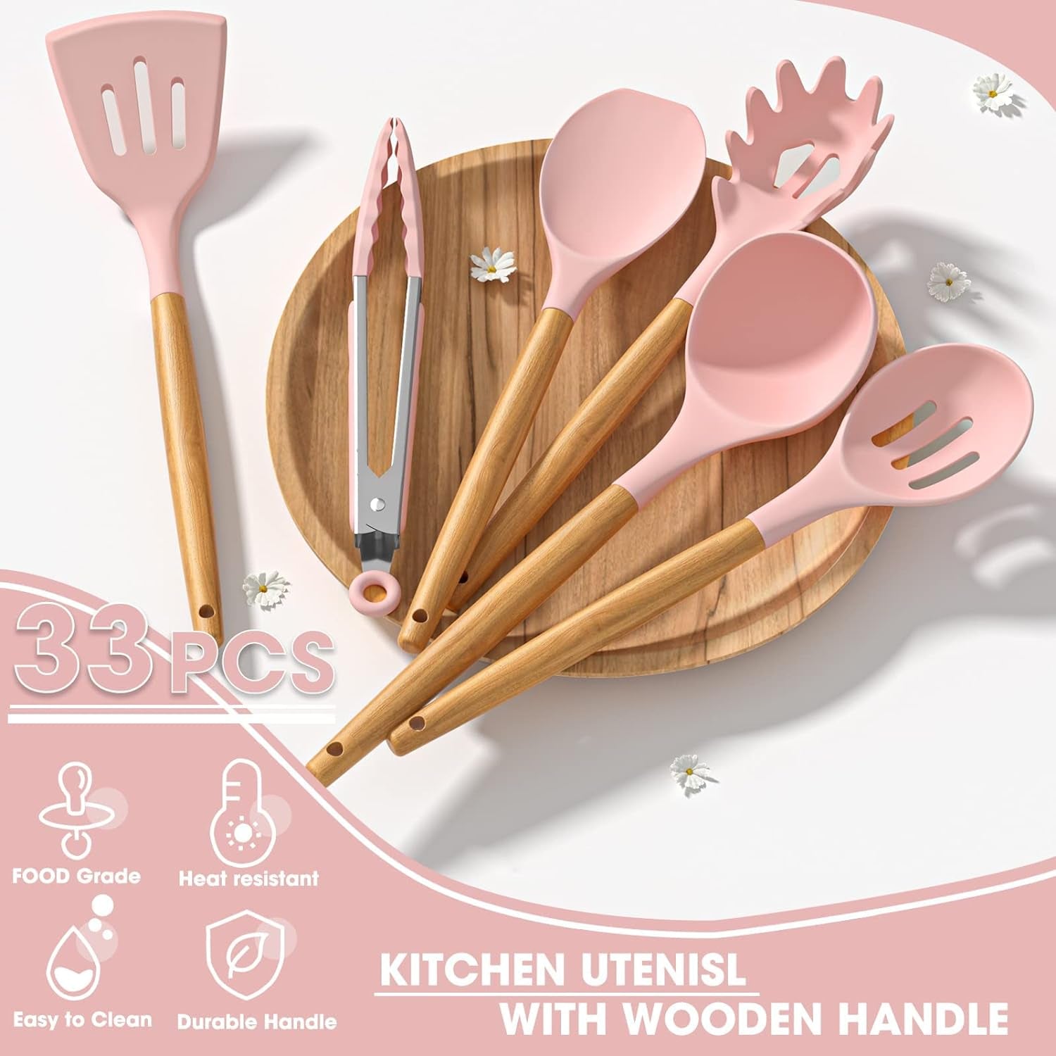 Kitchen Cooking Utensils Set  33 Pcs Non Stick Silicone Cooking Spatula Set