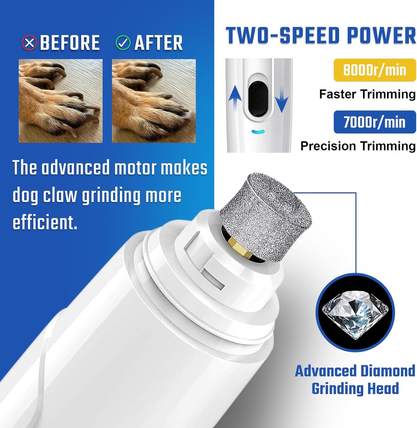 Nail Grinder for Dogs Upgraded Dog Nail Trimmers Super Quiet