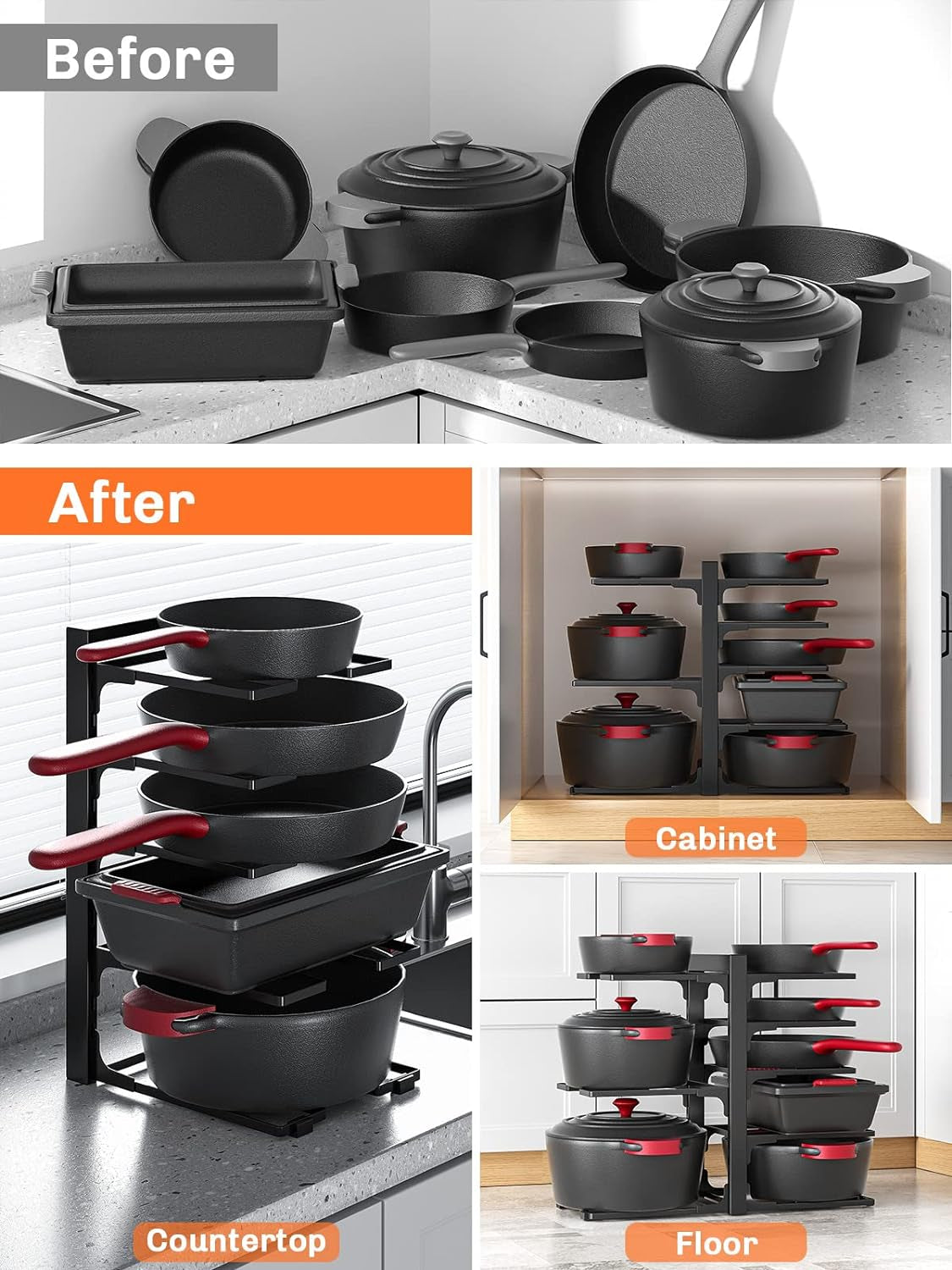 8 Tier Heavy Duty Adjustable Pan Organizer Rack 