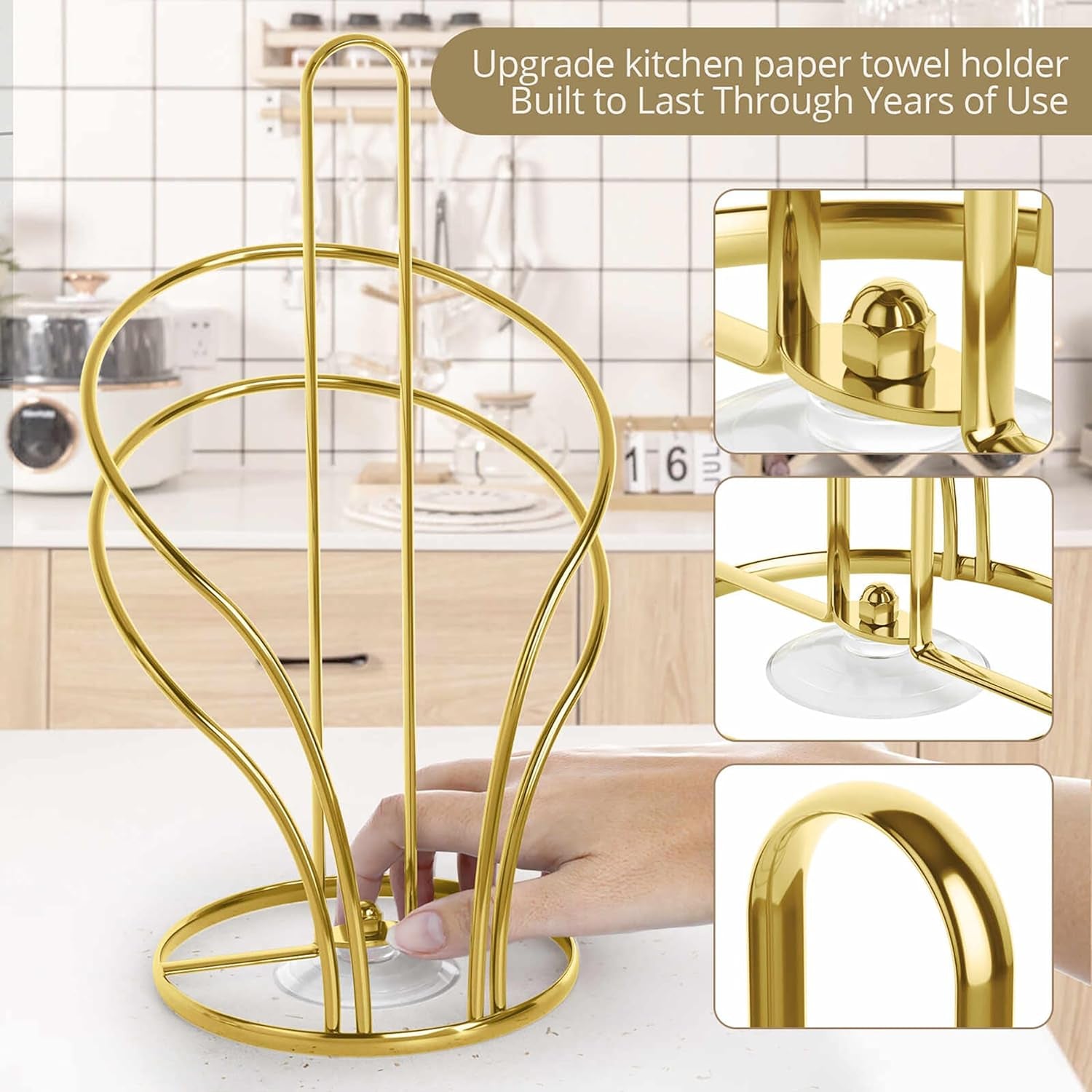 Paper Towel Holder Countertop Stainless Steel Paper Towel Roll Holder and Paper Napkinholder Set