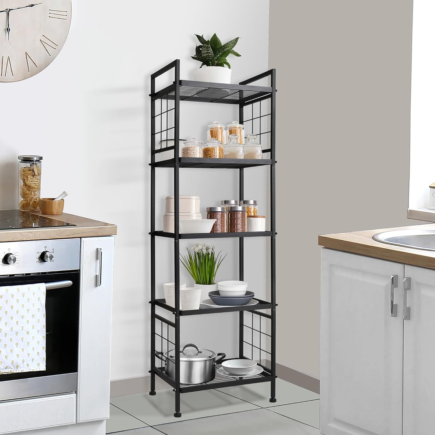 5-Wire Standing Storage Shelves, Metal Shelving Unit Pantry Rack for Laundry 