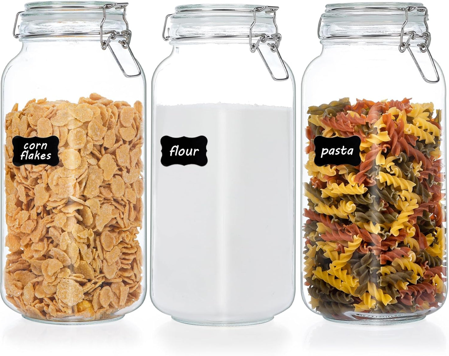 78Oz Glass Food Storage Jars with Airtight Clamp Lids 3 Pack Large 