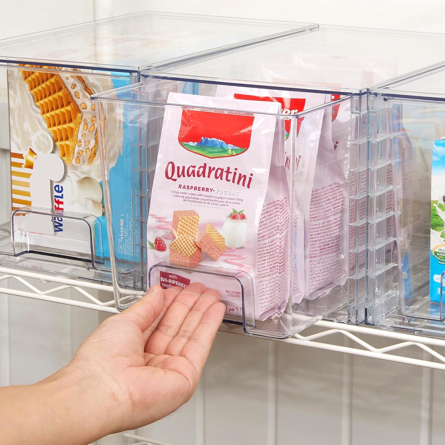 4Pack Large Stackable Kitchen Pantry Storage Drawers Clear Organizer Bins