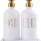 Glass and Stainless Steel Soap Dispenser Set for Kitchen Counters White