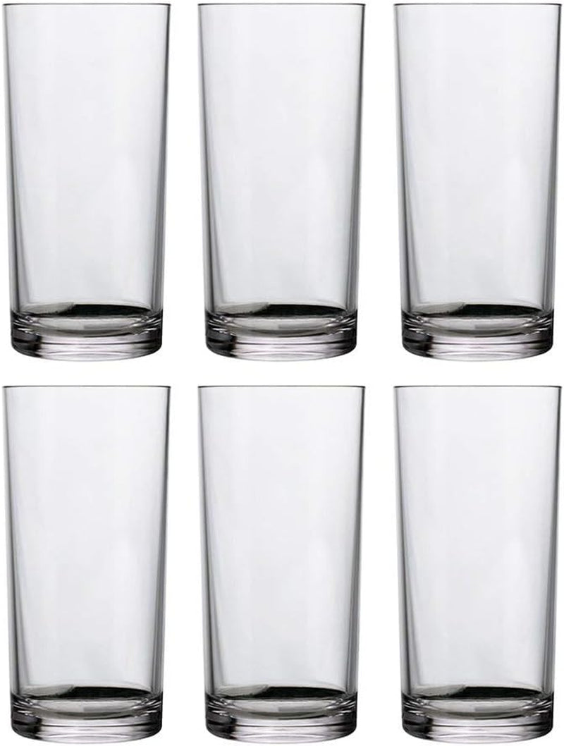 Classic Clear Plastic Reusable Drinking Glasses Set of 6 16Oz Water Cups