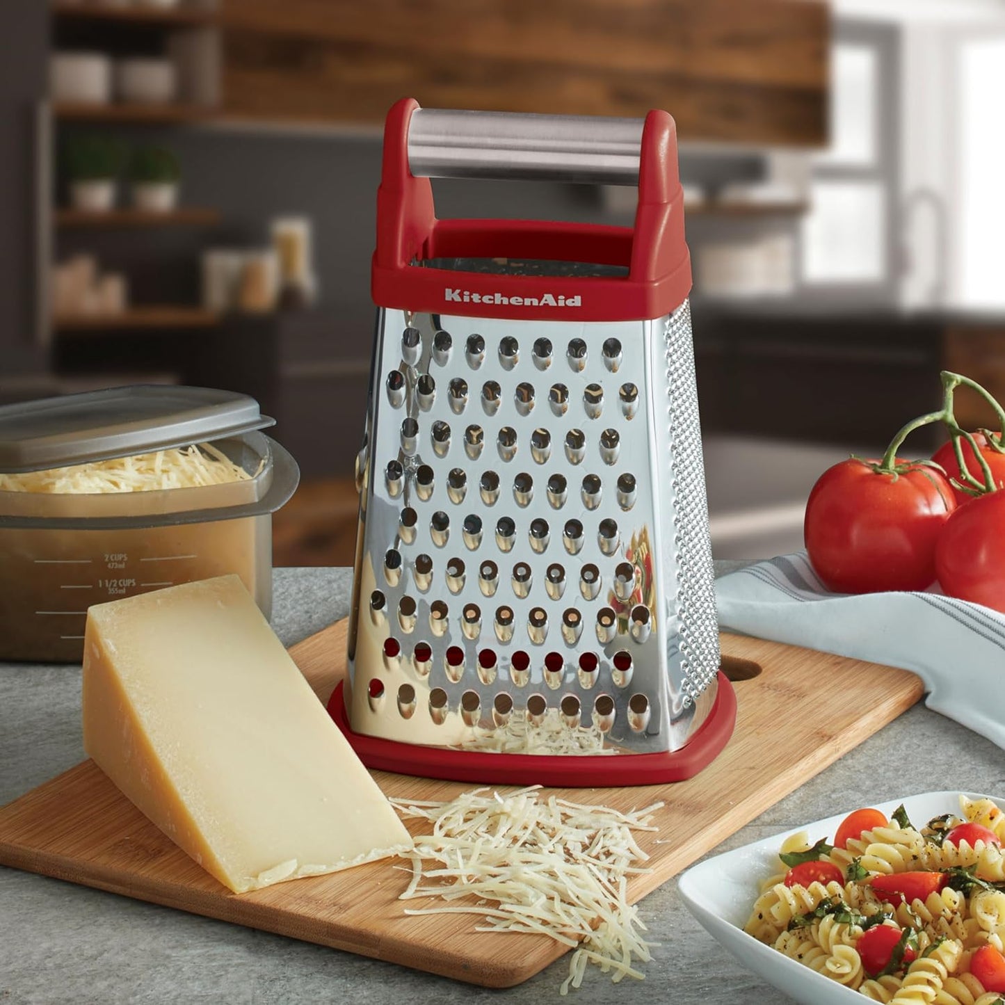 Gourmet 4 Sided Stainless Steel Box Grater for Fine Medium and Coarse Grate and Slicing