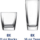 Rio Drinking Glasses Set 16 Piece Set 8 Rocks Glasses & 8 Tumbler Glasses