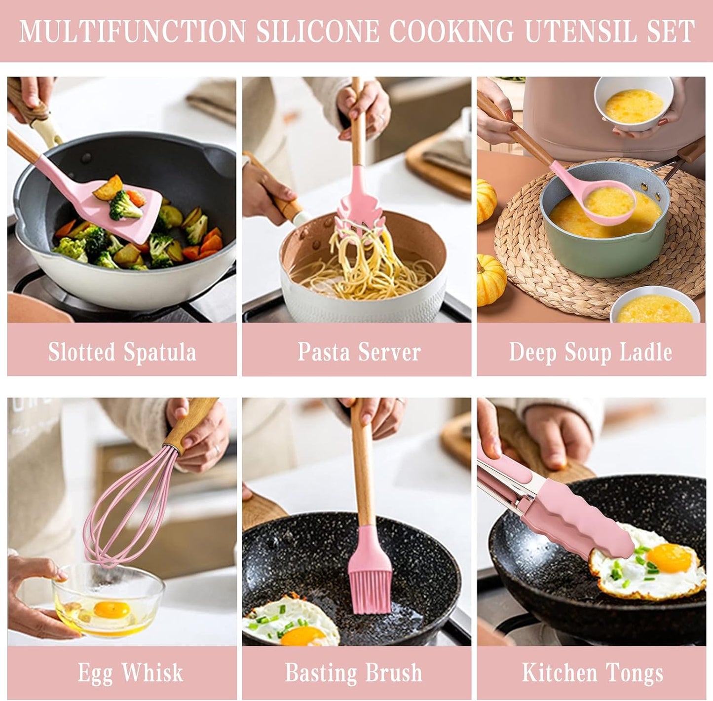 Kitchen Cooking Utensils Set  33 Pcs Non Stick Silicone Cooking Spatula Set