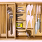 Double Layer Bamboo Kitchen Drawer Organizer Utensil Silverware Organizer