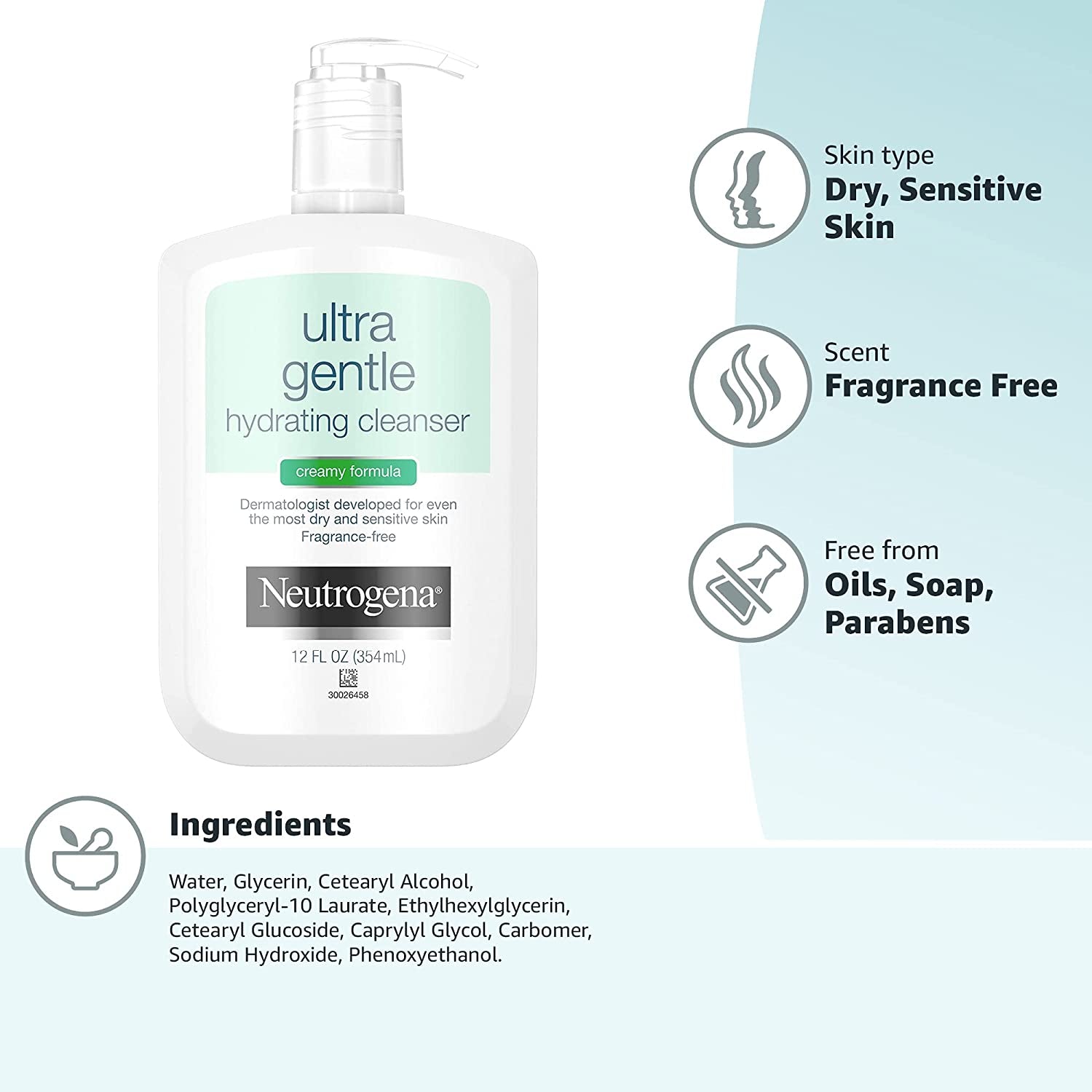 Ultra Gentle Hydrating Facial Cleanser Non Foaming Face Wash for Sensitive Skin