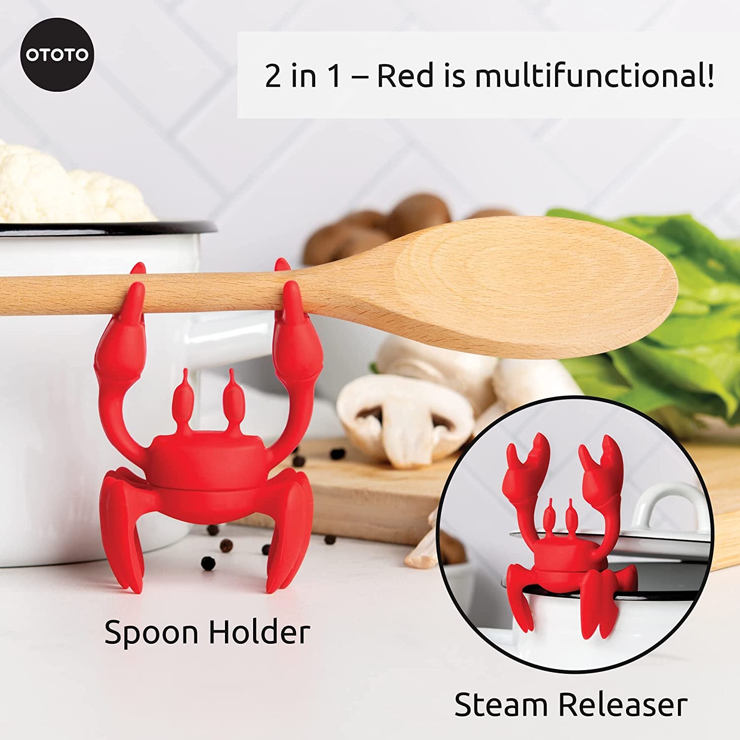 Red the Crab Silicone Utensil Rest Kitchen Gifts Silicone Spoon Rest for Stove Top