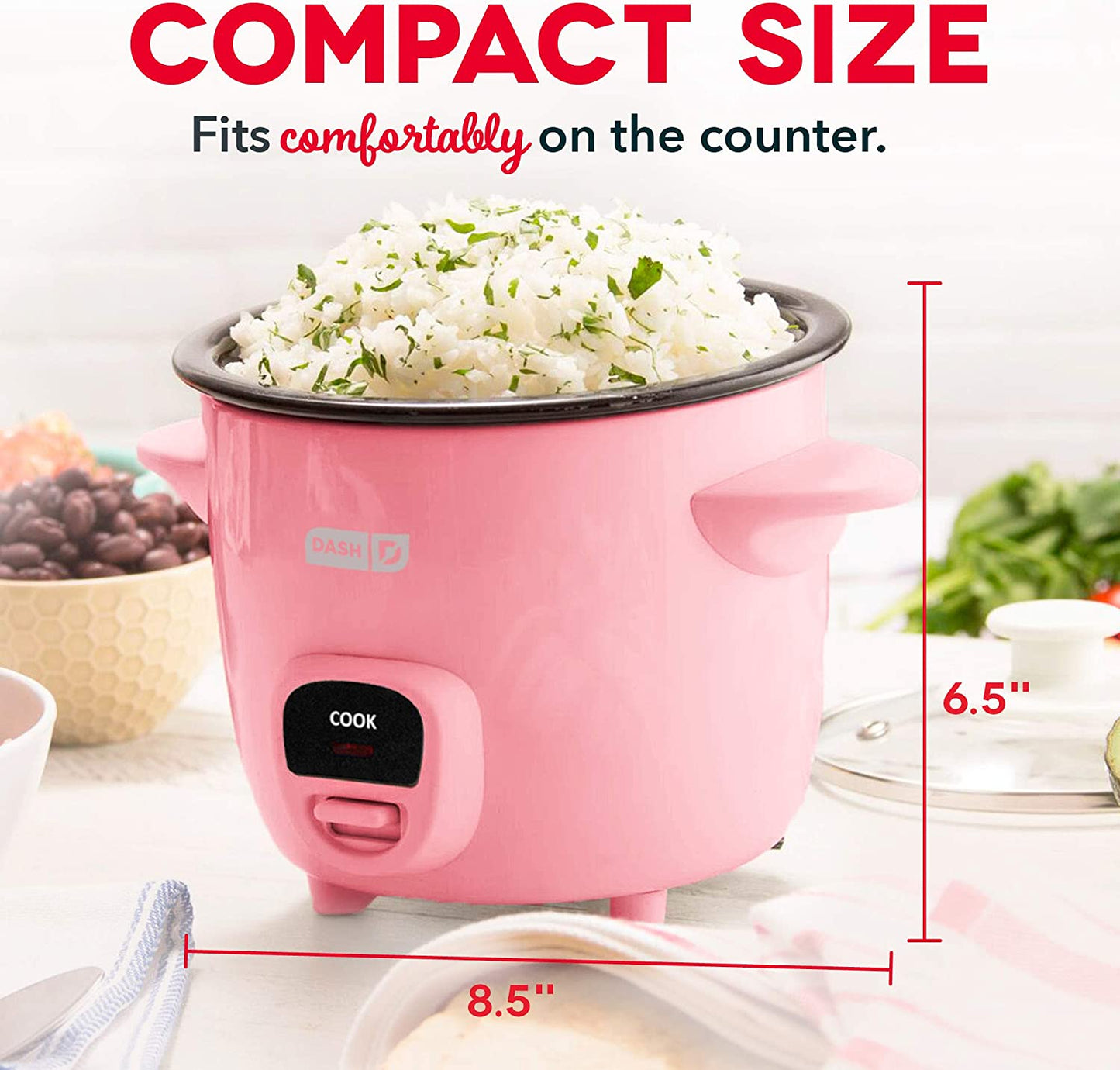 Mini Rice Cooker Steamer with Removable Nonstick Pot