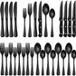  Piece Black Silverware Set with Steak Knives Black Flatware