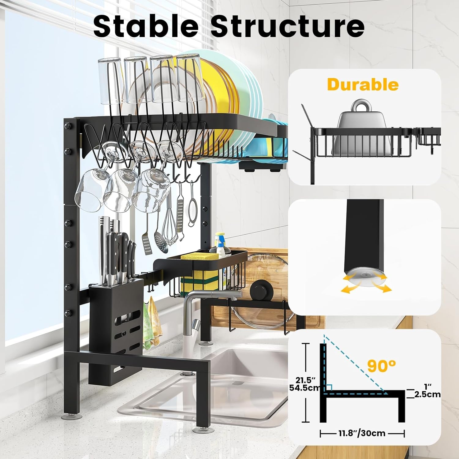 over the Sink Dish Drying Rack Adjustable Length 25 33In 2 Tier Dish Rack over Sink