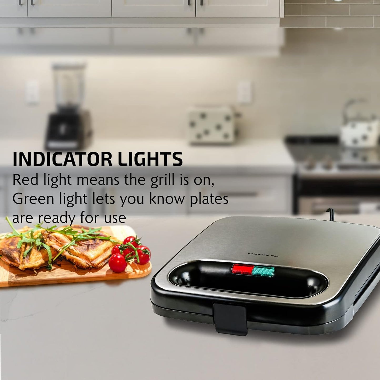 Electric Sandwich Maker with Non Stick Plates Indicator Lights 