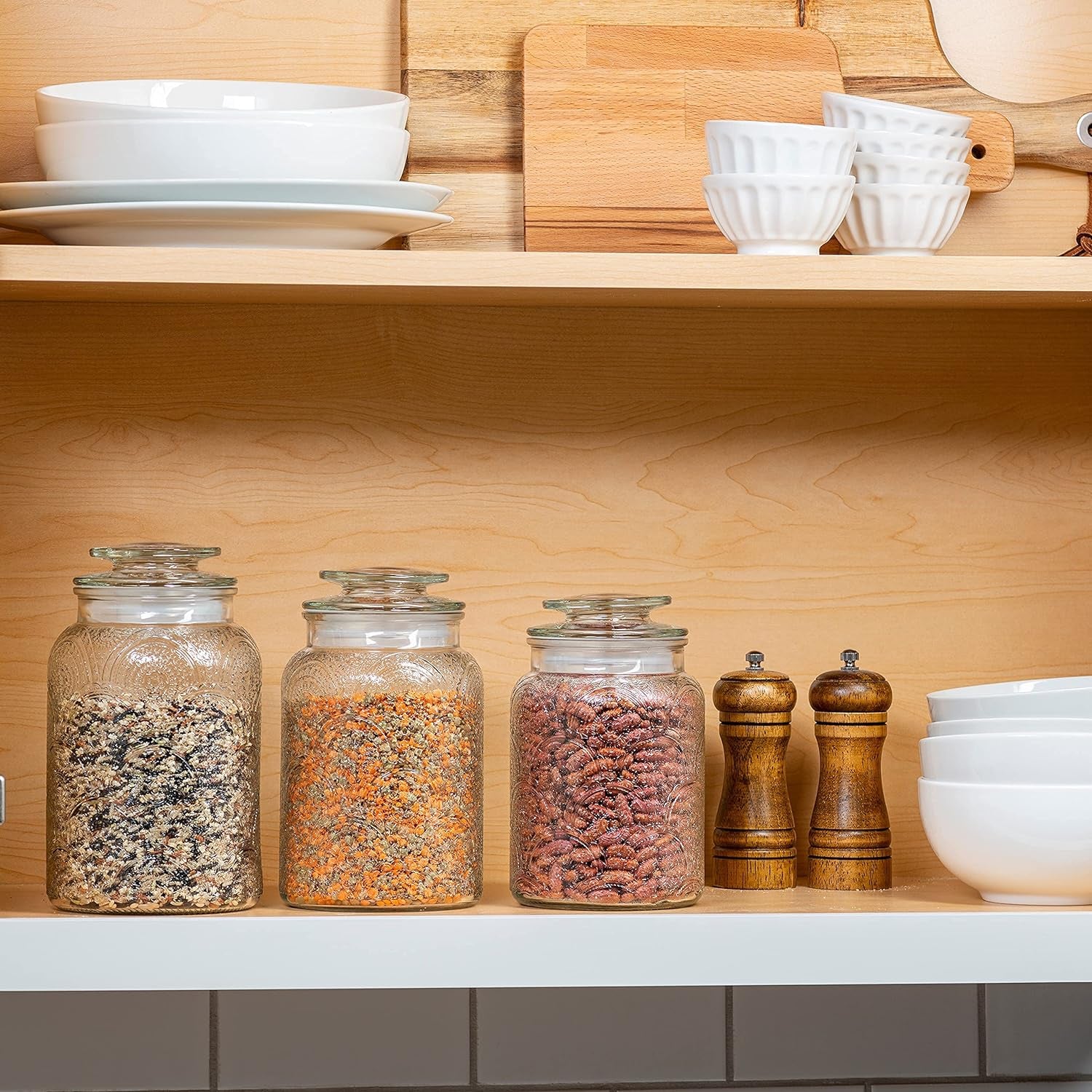 Food Storage Containers with Airtight Lids Retro Design Pantry Organization