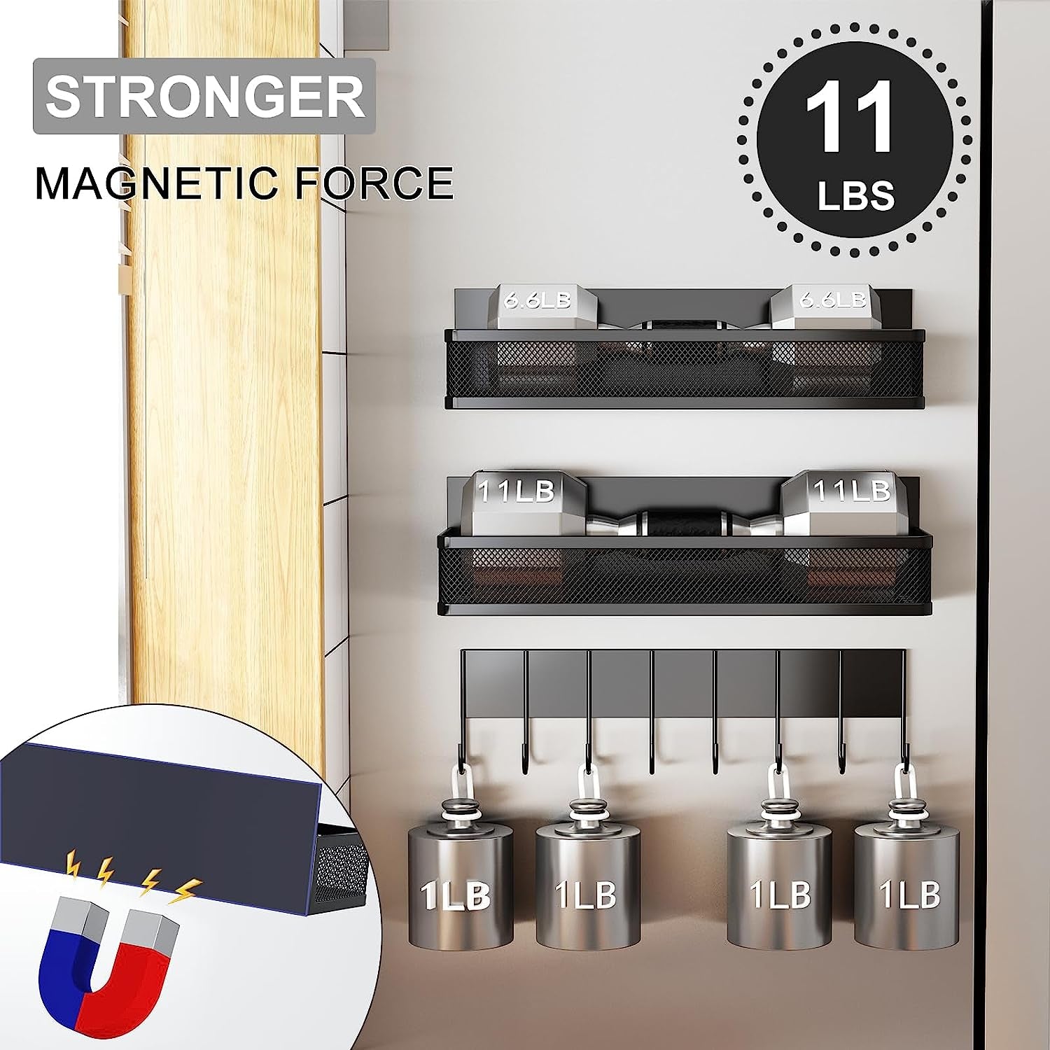 3 Pack Magnetic Shelf Moveable Fridge Organizer with 