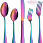 Rainbow Flatware Cutlery Silverware Set 20 Pieces Stainless Steel Colorful