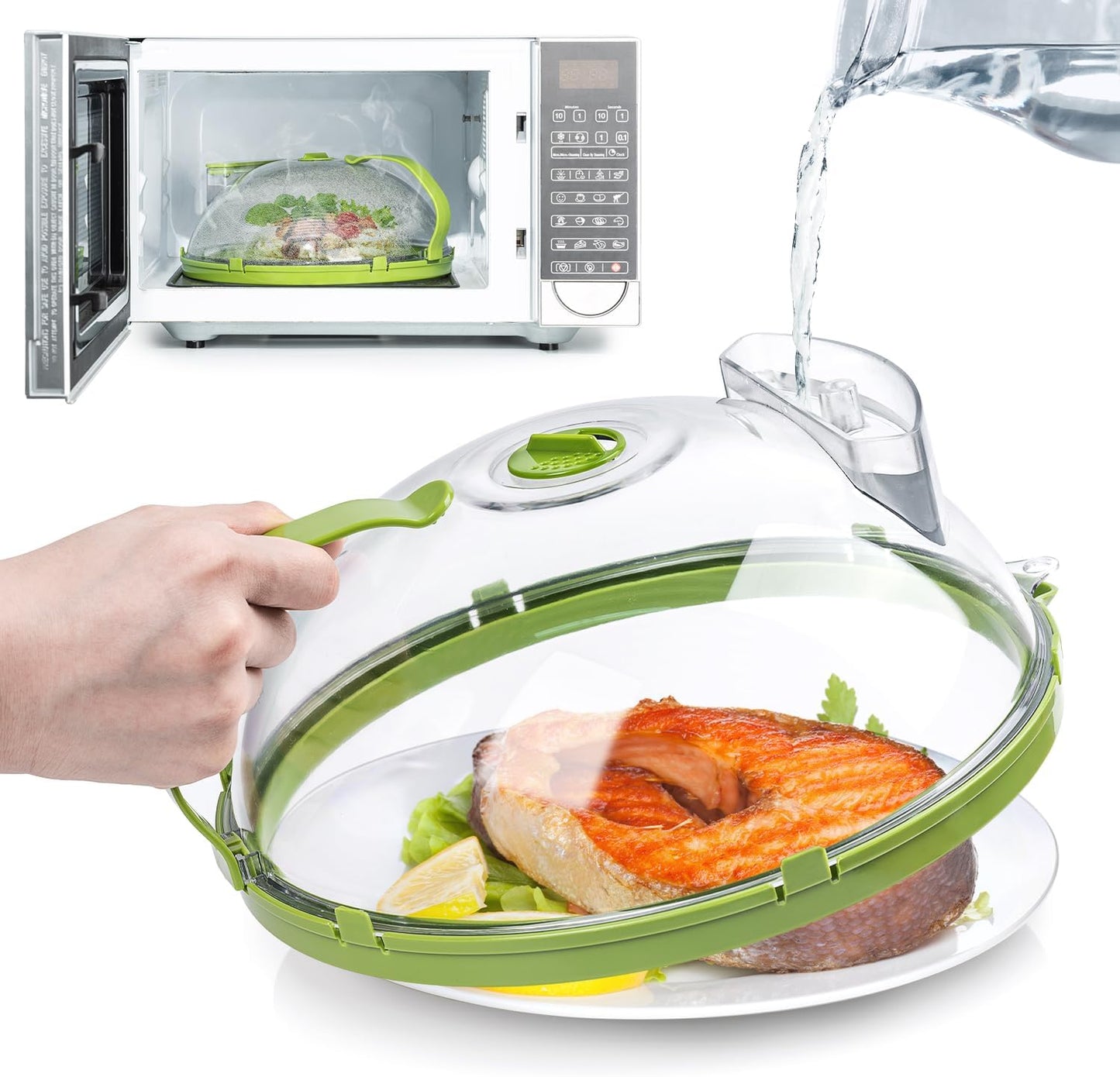 Microwave Cover for Food Clear Microwave Splatter Cover with Water Steamer