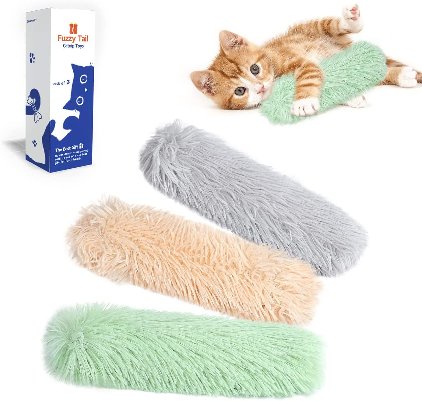  3 Pack Soft and Durable Crinkle Sound Catnip Toys 