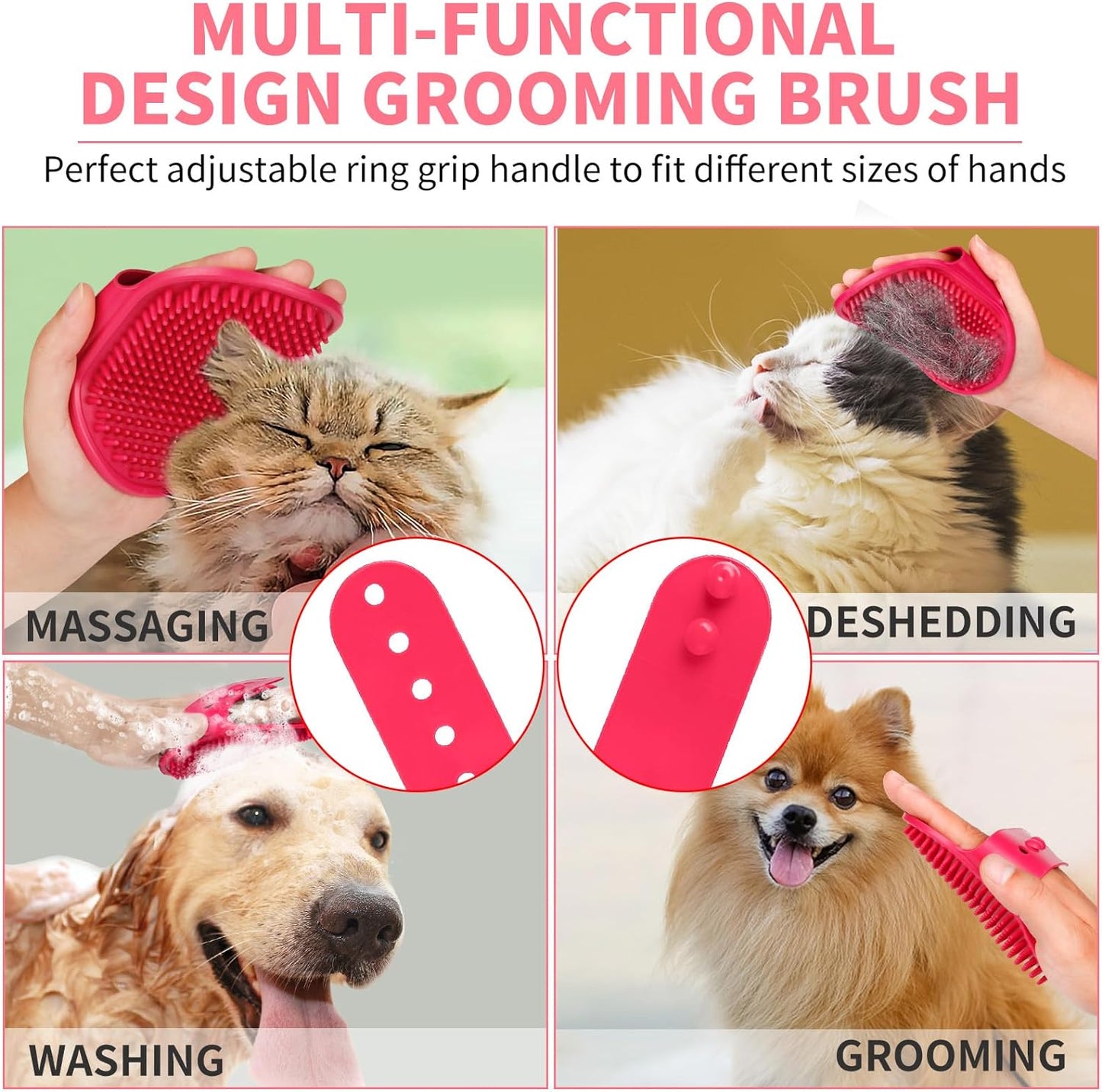 3PCS Dog Bath Brush  Dog Shampoo Brush  Dog Scrubber for Bath 