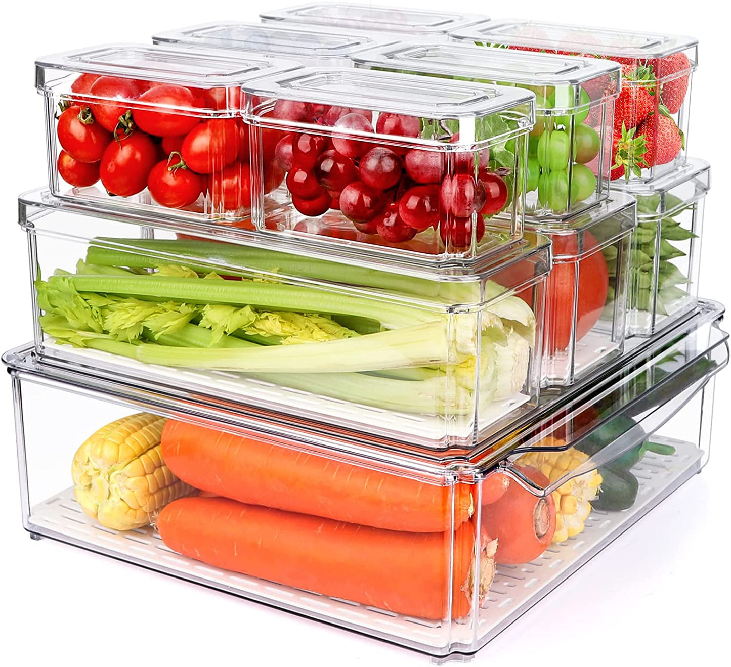 10 Pack Refrigerator Pantry Organizer Bins Stackable Fridge Organizer Bins 