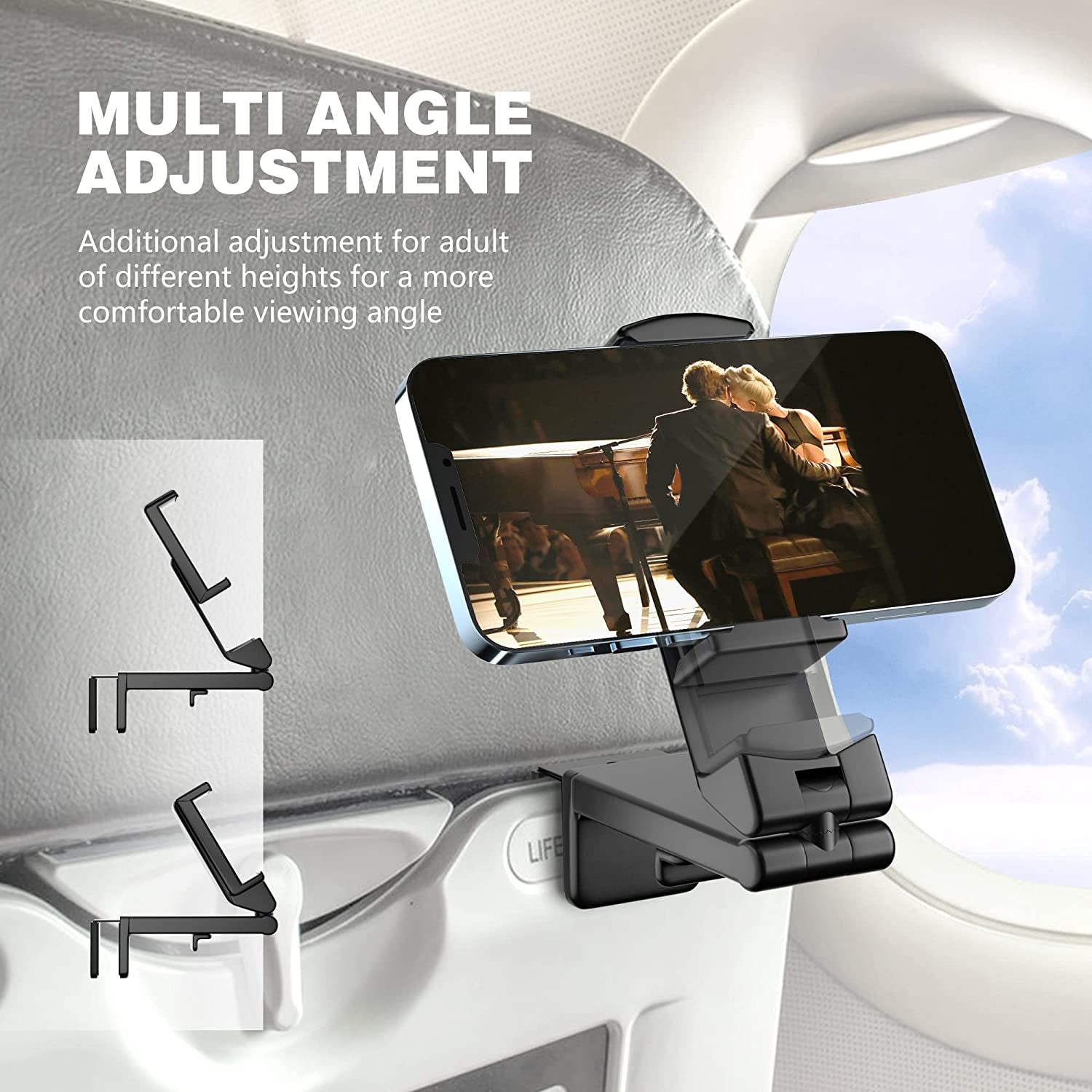 Universal in Flight Airplane Phone Holder Mount Hands Free Viewing