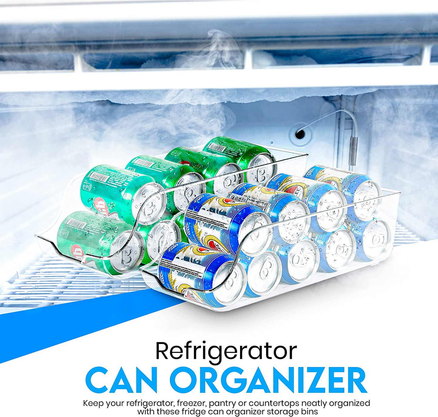  Fridge Organizer Bins Set of 4 Drink Organizer 