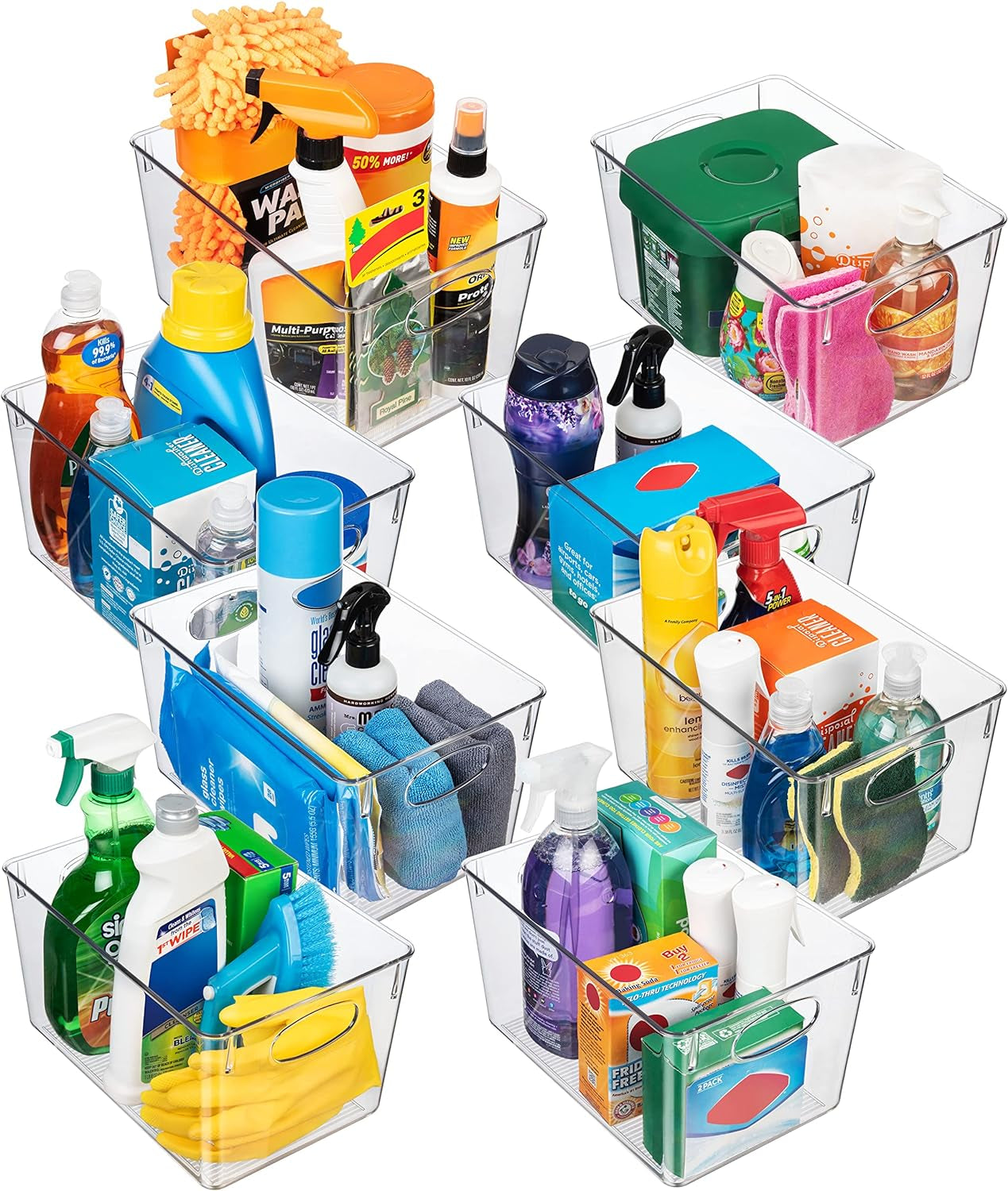 Plastic Storage Bins with Lids  Perfect Kitchen Fridge Organizer Pantry 