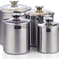 Stainless Steel Food Jar Storage Canister Set Large 4 Piece