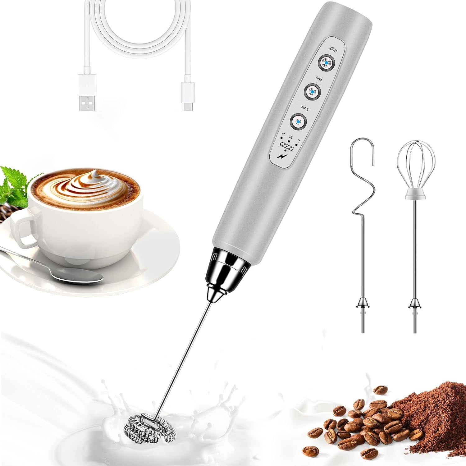 Milk Frother Handheld for Coffee Electric Whisk 