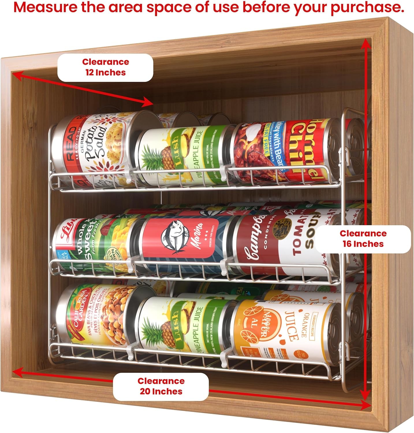 Storage Can Rack Organizer Stackable Can Organizer Holds Upto 36 Cans