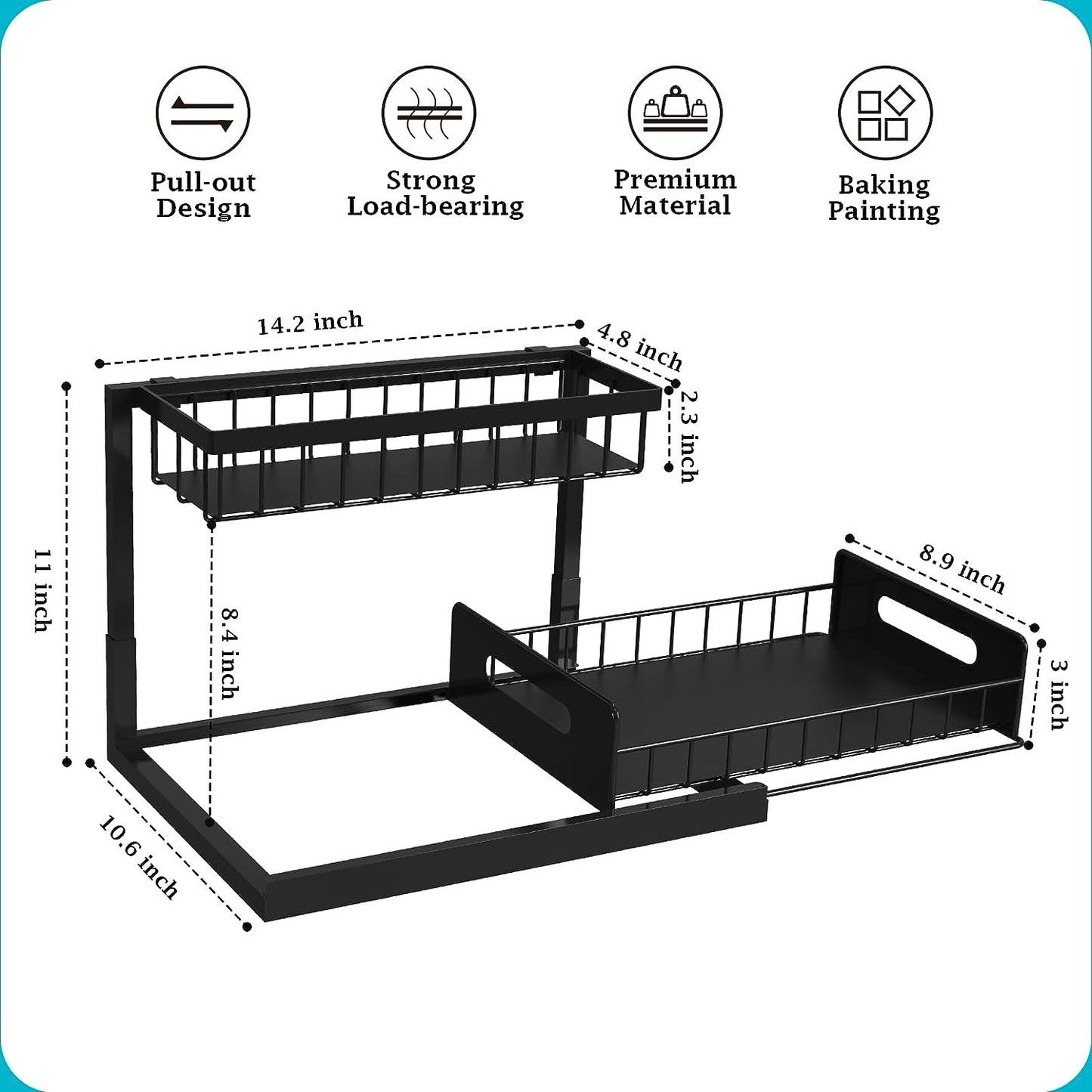 2 Pack Pull Out Cabinet Organizer Slide Out Sink 