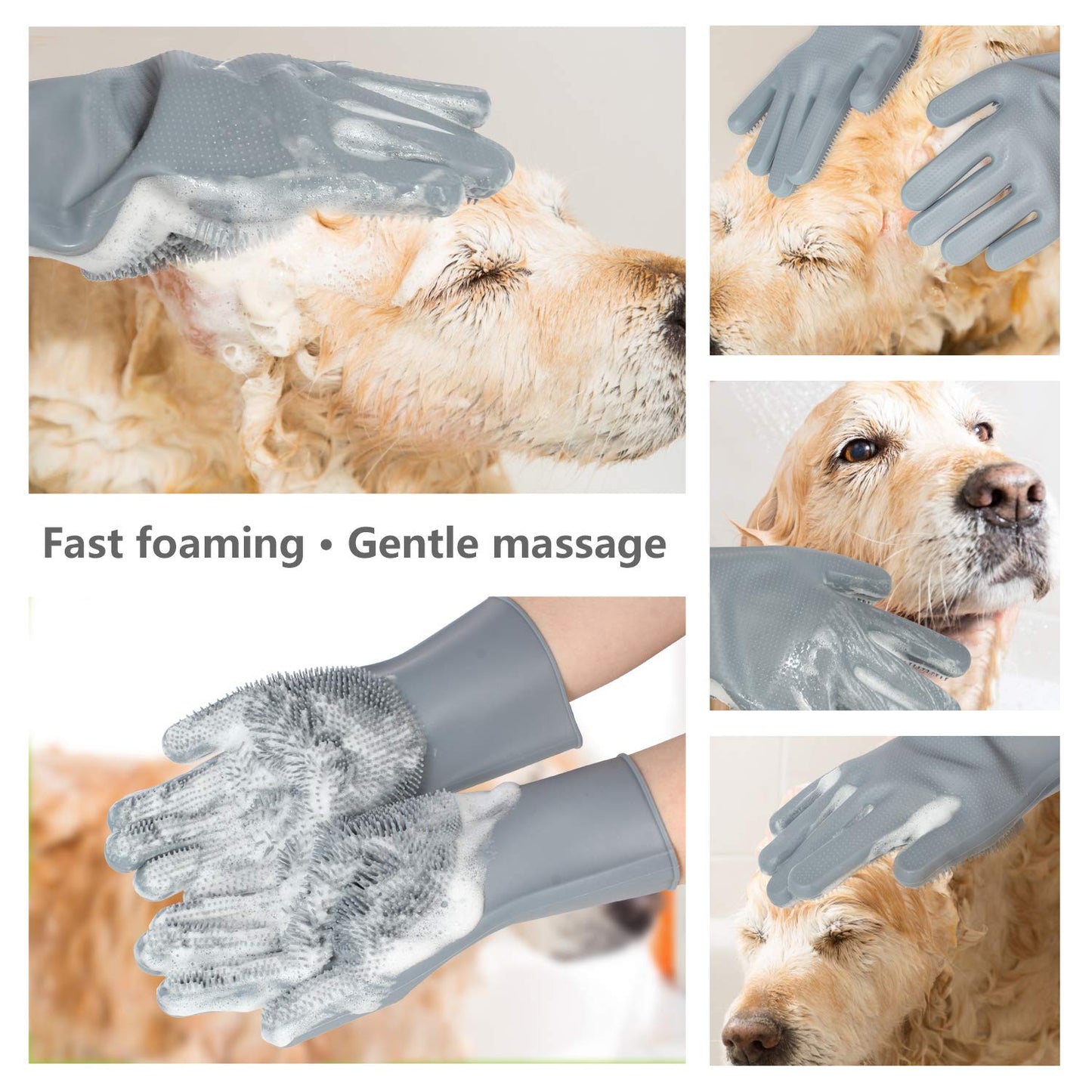  Gentle Dog Bathing Shampoo Brush Massage Mitt with 