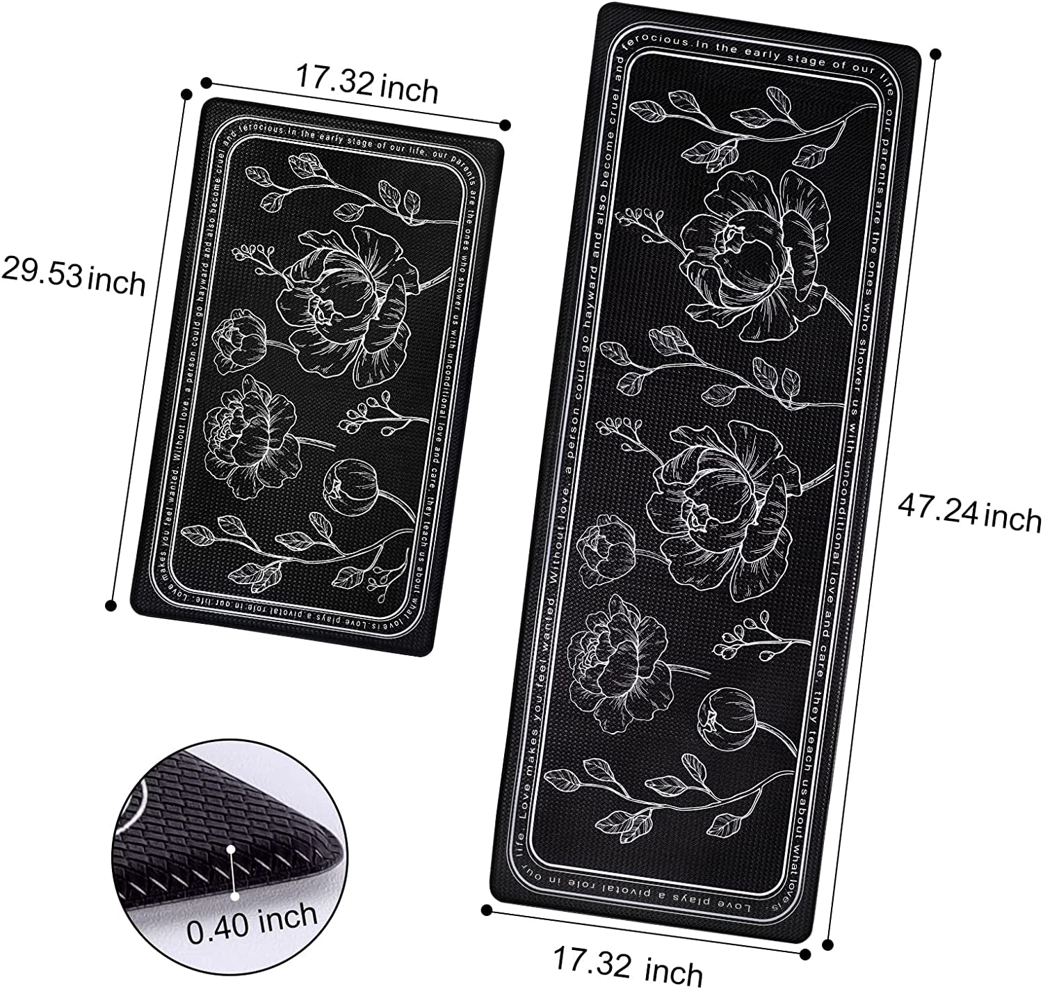 Kitchen Floor Mat Set of 2 Cushioned anti Fatigue Kitchen Mat