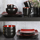 Square Reactive Glaze Dinnerware Set Red Service