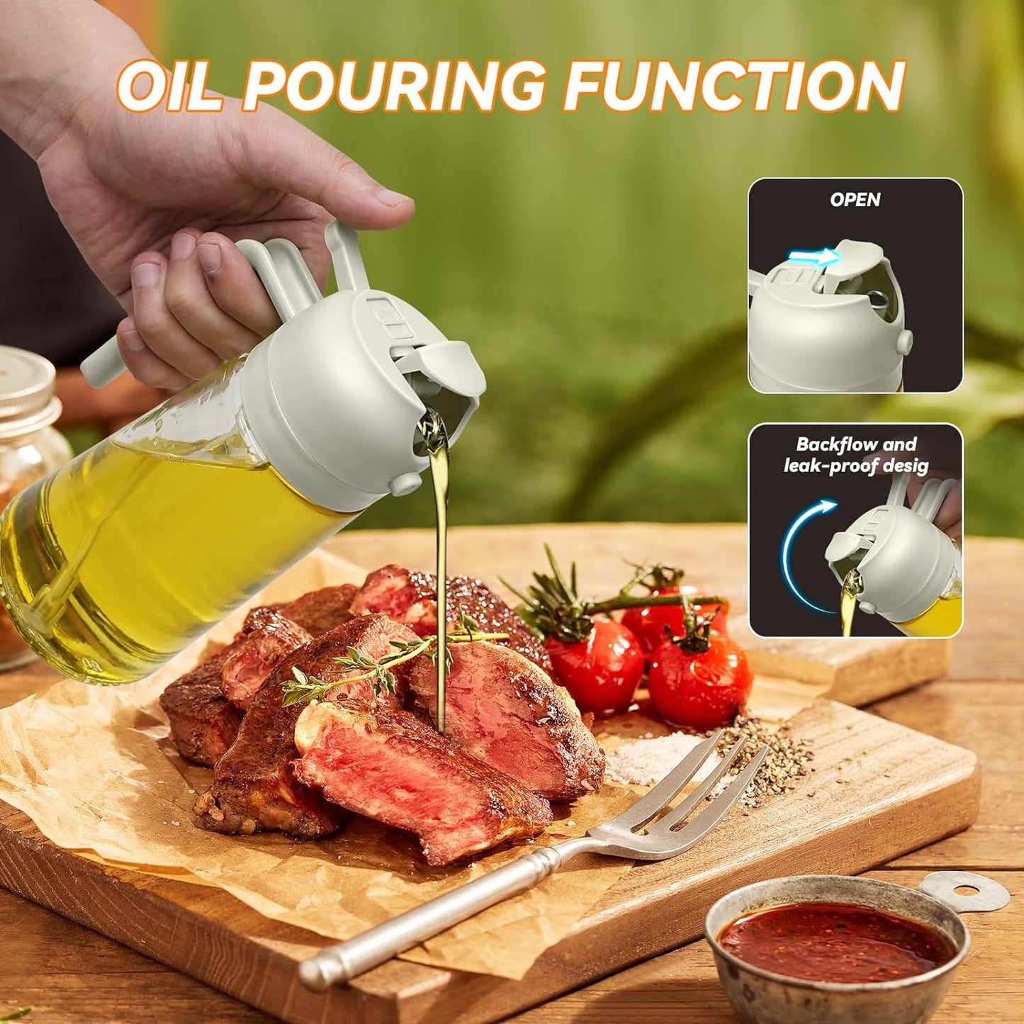 Oil Dispenser for Kitchen 2 in 1 Olive Oil Dispenser Bottle 17Oz 500Ml Glass Oil Dispenser Bottle