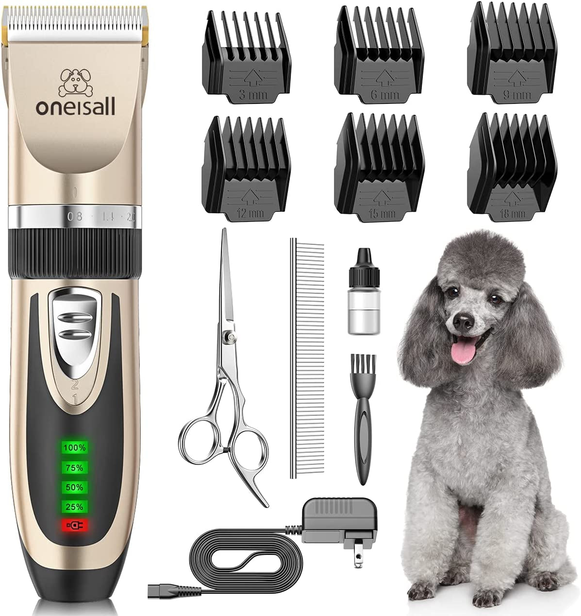 Dog Clippers Low Noise 2 Speed Quiet Dog Grooming Kit Rechargeable Cordless