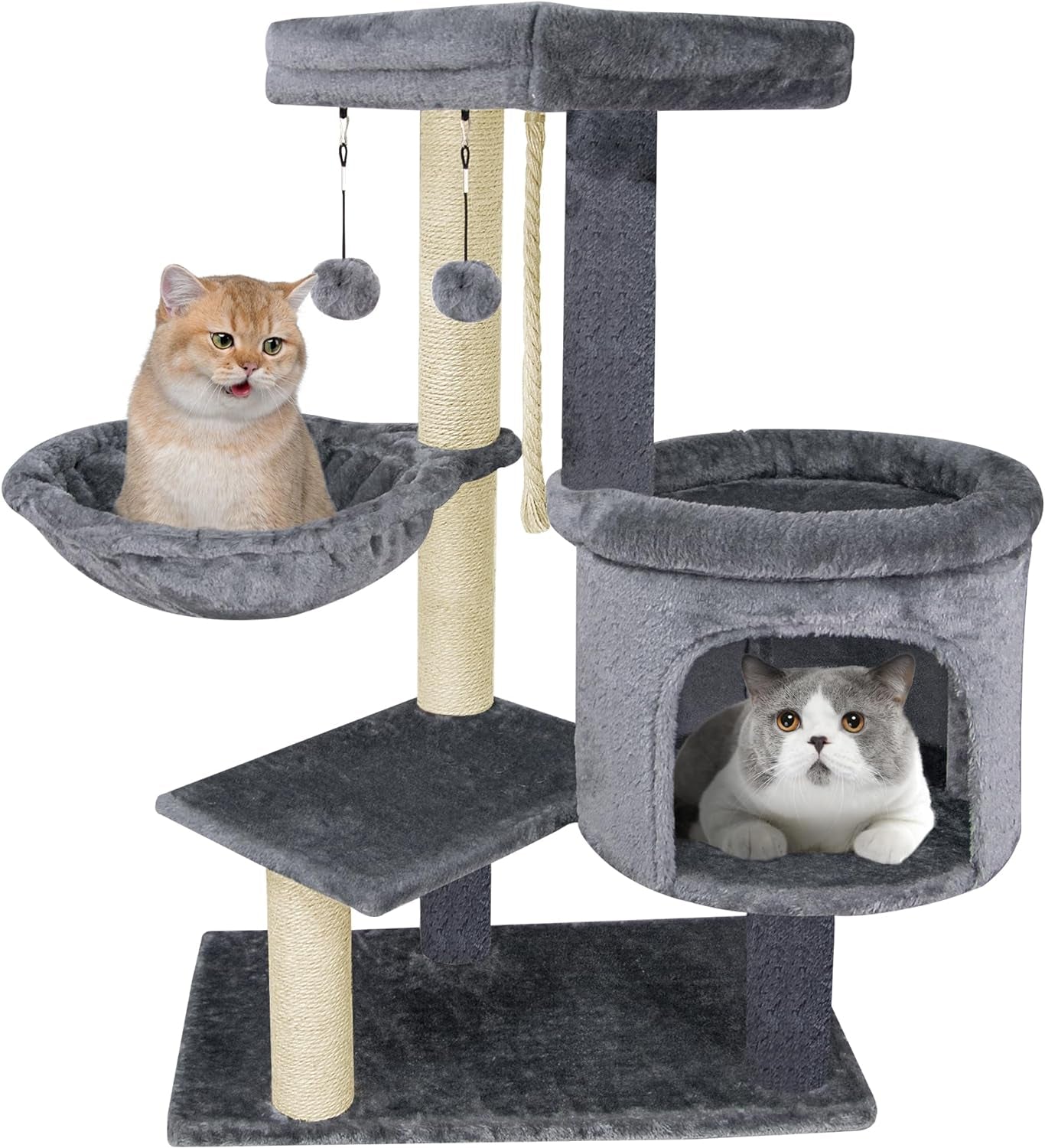 35  Fashion Design Cat Tree with Cat Condo and Scratching Ramp for Indoor 