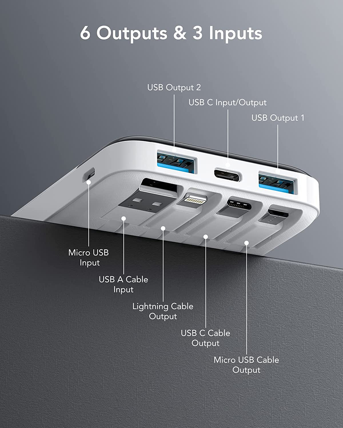 Portable Charger with Built in Cables Portable Charger with Cords Wires Slim