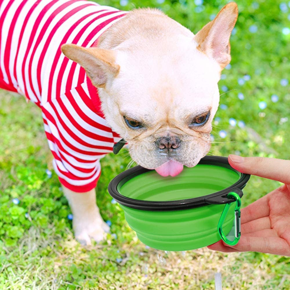  Portable Pet Feeding Watering Dish for Walking Parking 