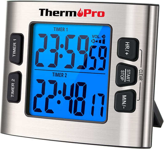 TM02 Digital Kitchen Timer with Dual Countdown Stop Watches Timer Magnetic 