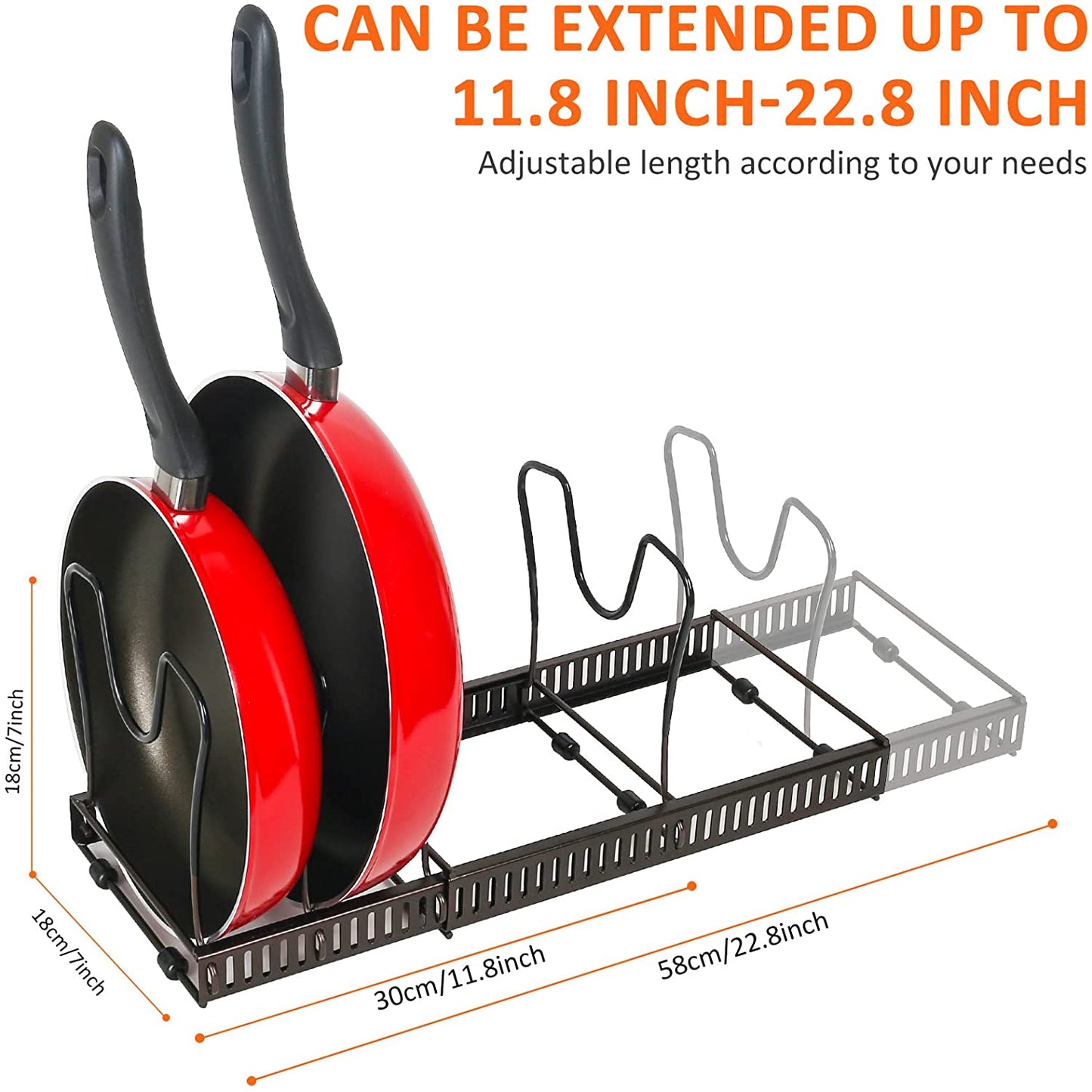 Pot Rack Expandable Pan Organizer for Cabinet Pot 