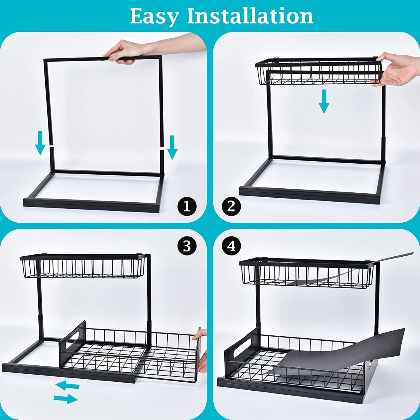 2 Pack Pull Out Cabinet Organizer Slide Out Sink 